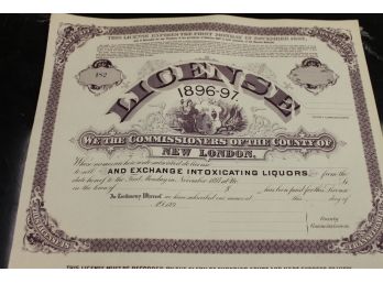 UNUSED With Serial Number Original 1897 Bar Or Club LIQUER LICENSE - Certificate Lot Of TWO