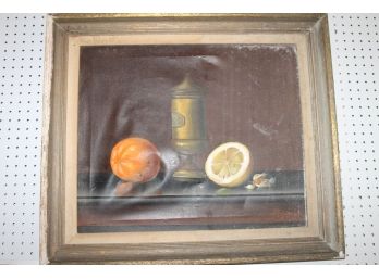 ANTIQUE - JUDAICA Original Signed Oil On Canvas SIGNED PAINTING - Interesting Jewish Subject Still Life