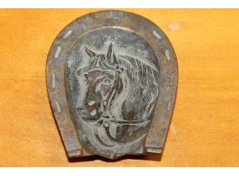 Vintage Metal GOOD LUCK Horse Tray - NICE PIECE