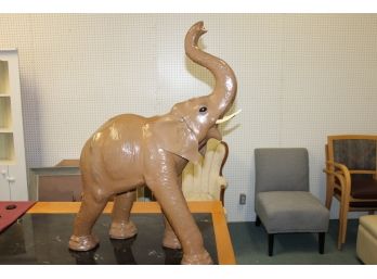 HUGE - $700 RETAIL  And OVER 3 FEET TALL - Leather African ELEPHANT Statue - FLOOR FIGURE