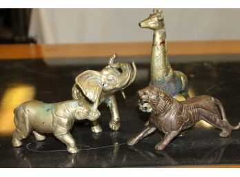 Lot Of Metal Jungle Animal Figures With TIGER - RHINO -  ELEPHANT And MORE
