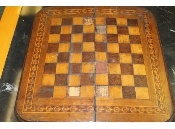 EARLY Dated 1871 - ANTIQUE Folding CHESS Or CHECKERS Double Sided Wood GAME Board
