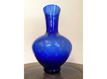 Handblown Cobalt Blue Vase With Pontil