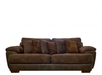 Jackson Catnapper - Drummond Chocolate Multifinish Microsuede Sofa With Accent Pillows