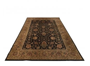 Shaw - 8x10 Rug - Classic Oriental - Ebony & Floral Motif With Natural Earth Tone Broder Band