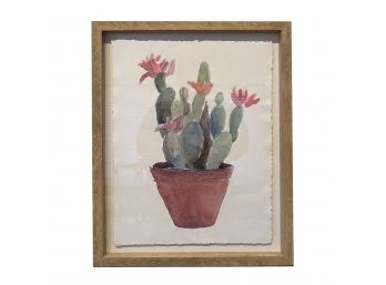 Colorful Cactus Print On Heavy Stock Art Paper With Heavy Clear Acrylic Strokes