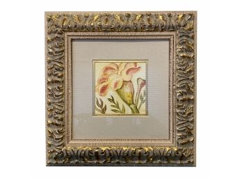 Ethan Allen Floral Print Framed And Matted Behind Glass