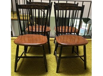 Four Stenciled Back Hitchcock Chairs