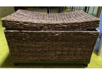Wicker Basket With Sewing Machine And Related Items
