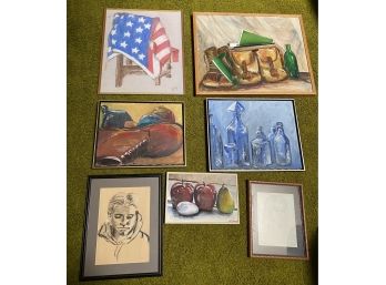 Seven Pieces Of Framed Art
