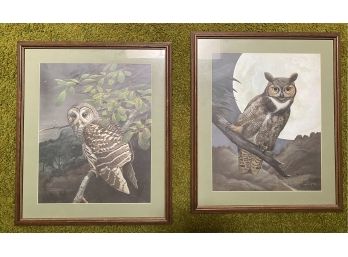 Two Signed And Numbered Ray Harm Owl Lithographs