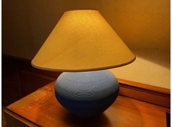 Royal Blue Wide Round Base Table Lamp