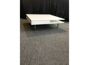 Modern White Coffee Table With Storage Drawers