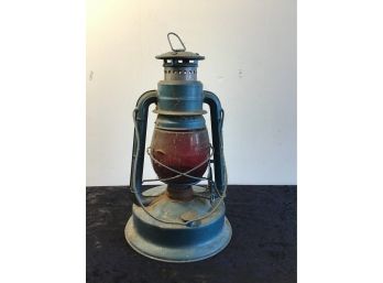 Blue With Red Glass Lantern