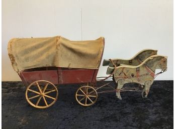 Early Horse And Covered Wagon