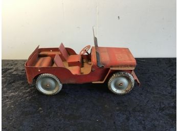 Early Red Metal Jeep Toy