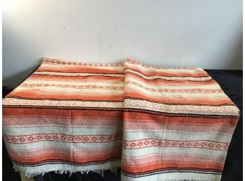 Native Orange And White Blanket