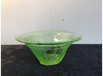 Uranium Green Depression Glass Bowl