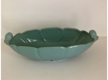 Vintage Green Abingdon Pottery Oval Console Bowl NO. 532