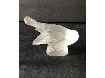Lalique Frosted Crystal Glass Art Sparrow PREENING Paperweight