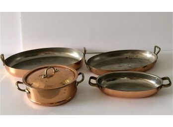 Vintage 5 Piece Tagus Elite Copper Pots Made In Portugal