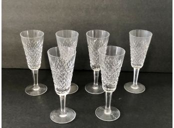 SIX (6) Waterford Crystal 'ALANA' CHAMPAGNE FLUTES. LOT 1 Of 2