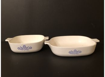 Two (2) First Generation Corning Ware Blue Cornflower Dishes -1958/1959