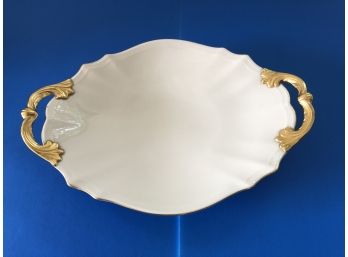 Beautiful LENOX 'VALENCIA' Pattern Serving Platter With 24K Gold Trim And Handles