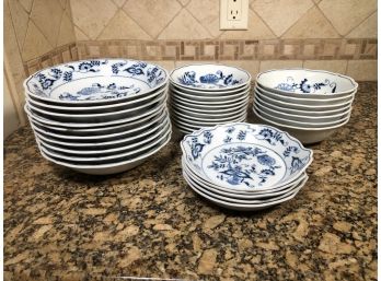 Fantastic 35 Piece Lot Of BLUE DANUBE / ONION China - ALL BOWLS - Four (4) Different Sizes - Mixed Marks