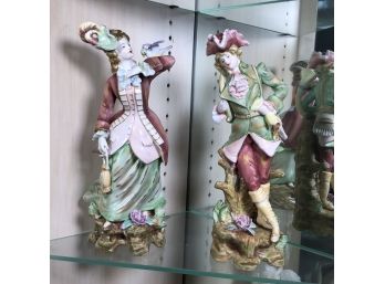 Two Wonderful Bisque Porcelain - VERY Elegant Courting Couple - Great Colors & Form - NICE PAIR !