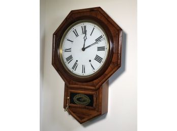 Fantastic Antique Schoolhouse Clock - Working Condition With Original Key - Most Likely Connecticut Made