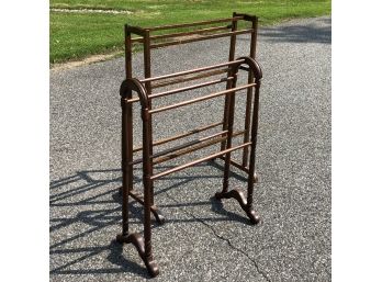 Two Very Nice And Simple Oak Quilt / Blanket Racks - GREAT To Display Antique Quilts - Both Restored