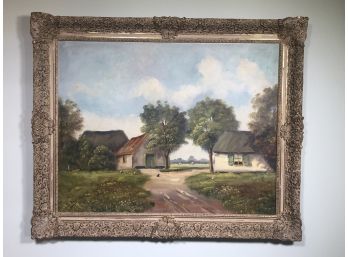 Antique Signed Oil On Canvas In Original Frame - Well Done Piece - Late 19th Century - Illegible Signature