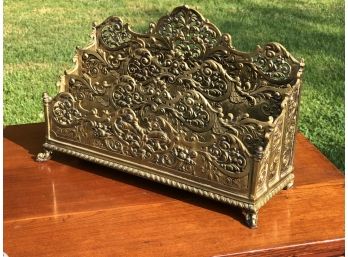 Fabulous Antique Victorian Brass Letter Holder - Large And VERY Heavy - Over 12 Inches Wide - BEAUTIFUL !