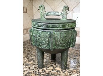 Fabulous Vintage Asian Style Ice Bucket - Manner Of JAMES MONT - 1960s Metalware - FANTASTIC PIECE !