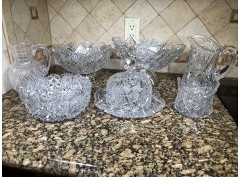 Fabulous Eight (8) Piece Lot Of ALL ANTIQUE Cut Crystal / Brilliant Crystal - From Great Great Grandmother