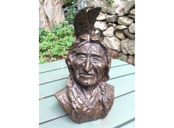 Fantastic Vintage Bronze Bust Of Indian Signed W. RIVIC - Cheyenne - Carroll Foundry 14/25 - 71- Amazing !