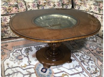 Very Unusual Antique Table With Inset Repousse Tray With Glass - Never Seen One Like This - Very Special