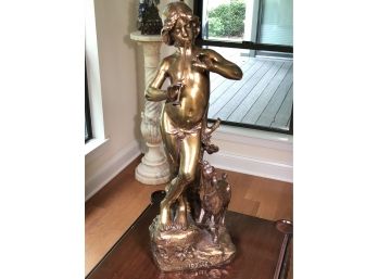 Absolutely Incredible Antique JOAQUIM ANGELES - IDYLLE Bronze Sculpture EXTREMELY HEAVY - Mounted As Lamp