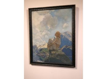 Beautiful MAXFIELD PARRISH Print - Entitled MORNING - In Original Frame - Very Good Condition - NICE PRINT !