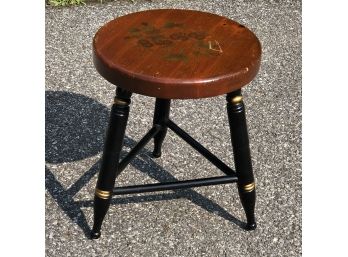 Great Vintage HITCHCOCK Three Leg Milking Stool - Signed Warranted L. Hitchcock - Hitchcocksville Conn