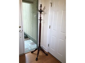 Incredible Antique Carved Mahogany Coat Rack - Ball & Claw Feet & Brass Hooks - Fully Restored  - AMAZING