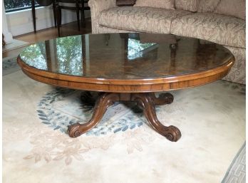 Stunning Antique Carved 1870-1890 Victorian Cocktail Table  ALL BURL Wood - Was Probably Parlor Table