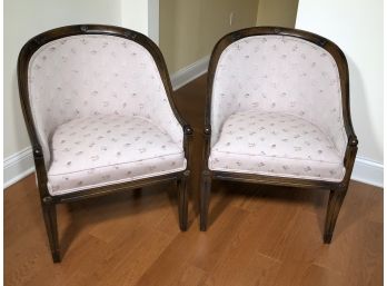 Fabulous Pair Of Vintage Walnut Horseshoe Chairs - Redone / Refinished Several Years Ago - GREAT CONDITION !