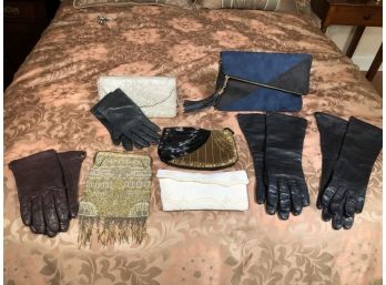 Five Fabulous Vintage Evening Bags & Four  Pairs Vintage Leather Gloves - One Bag Made In France GREAT LOT !