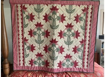 Handmade Red And Green Quilt To Hang
