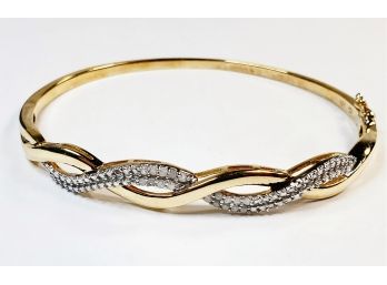 Beautiful 14kt Gold Over Sterling Silver Diamond Bracelet NEW