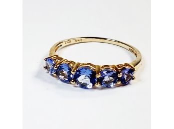 10kt Gold 5 Stone Tanzanite Stunning Ring NEW