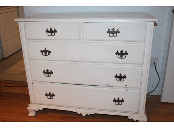 White Painted 5 Drawer Dresser