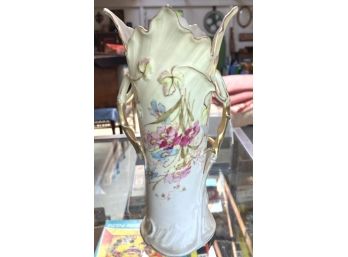 Gorgeous Double Handle Porcelain Vase, Floral Design
